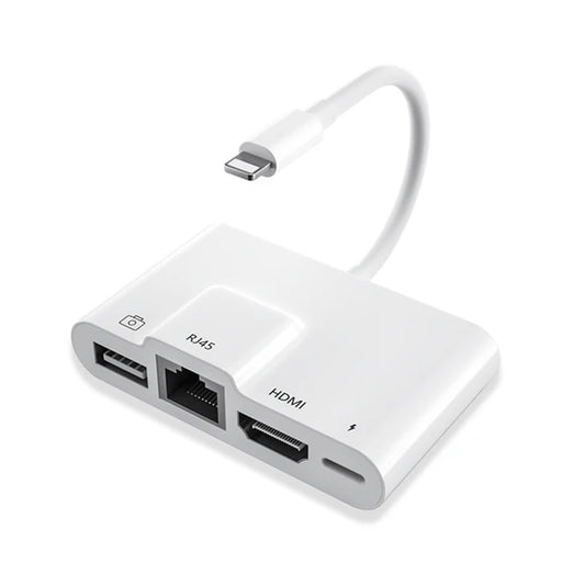 Lightning till HDMI, RJ4510/100Mbps, USB A 3.1 och Lightning laddningsport image 1