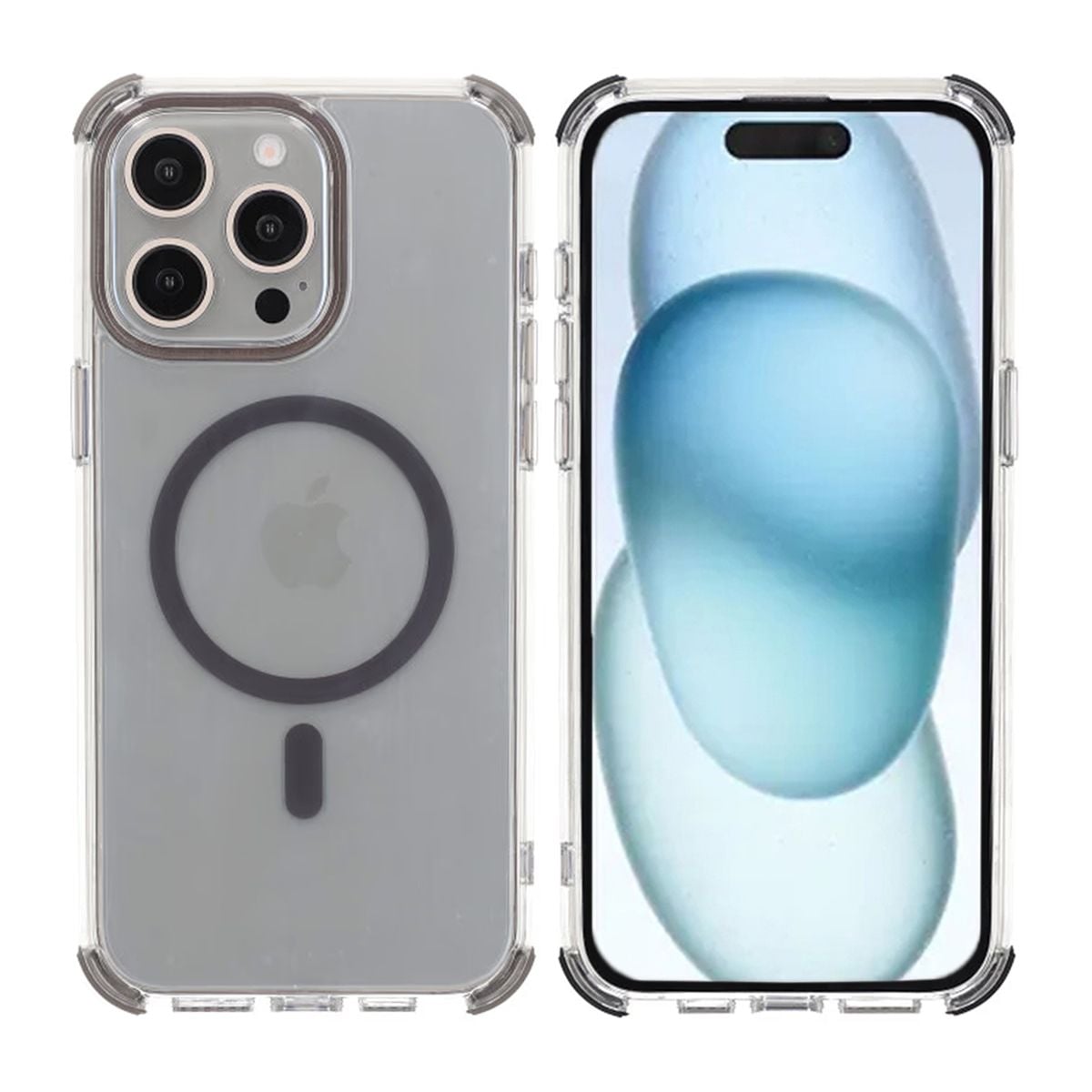 iPhone 15 Pro Max Rvelon Mobilskal Magnet med Kantskydd - Grå image 1