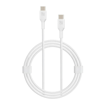 Rvelon USB-C Laddkabel 60W Snabbladdning 1.8m - Vit image 1