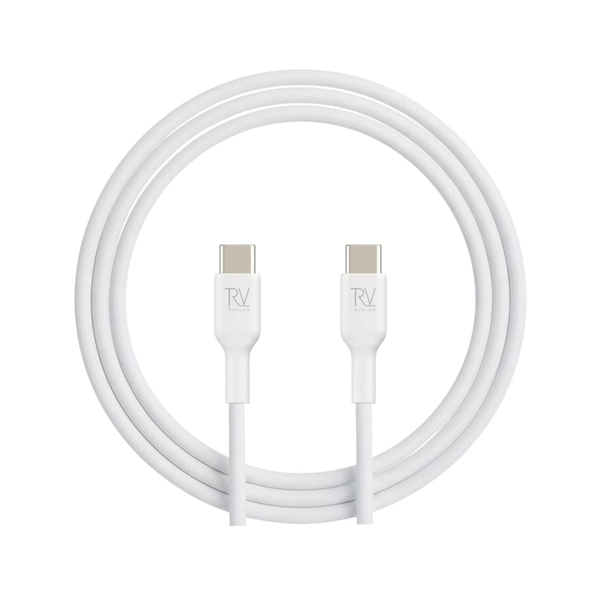 Rvelon USB-C Laddkabel 60W Snabbladdning 1.8m - Vit image 4