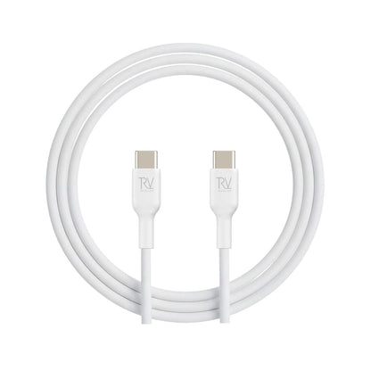 Rvelon USB-C Laddkabel 60W Snabbladdning 1.8m - Vit image 4