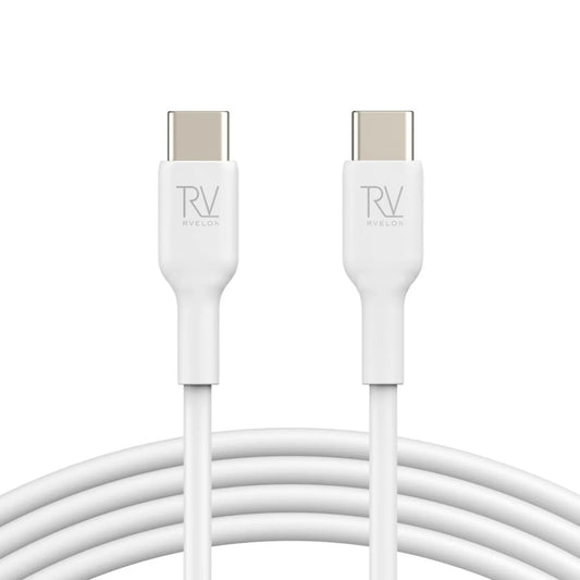 Rvelon USB-C Laddkabel 60W Snabbladdning 2m - Vit image 1