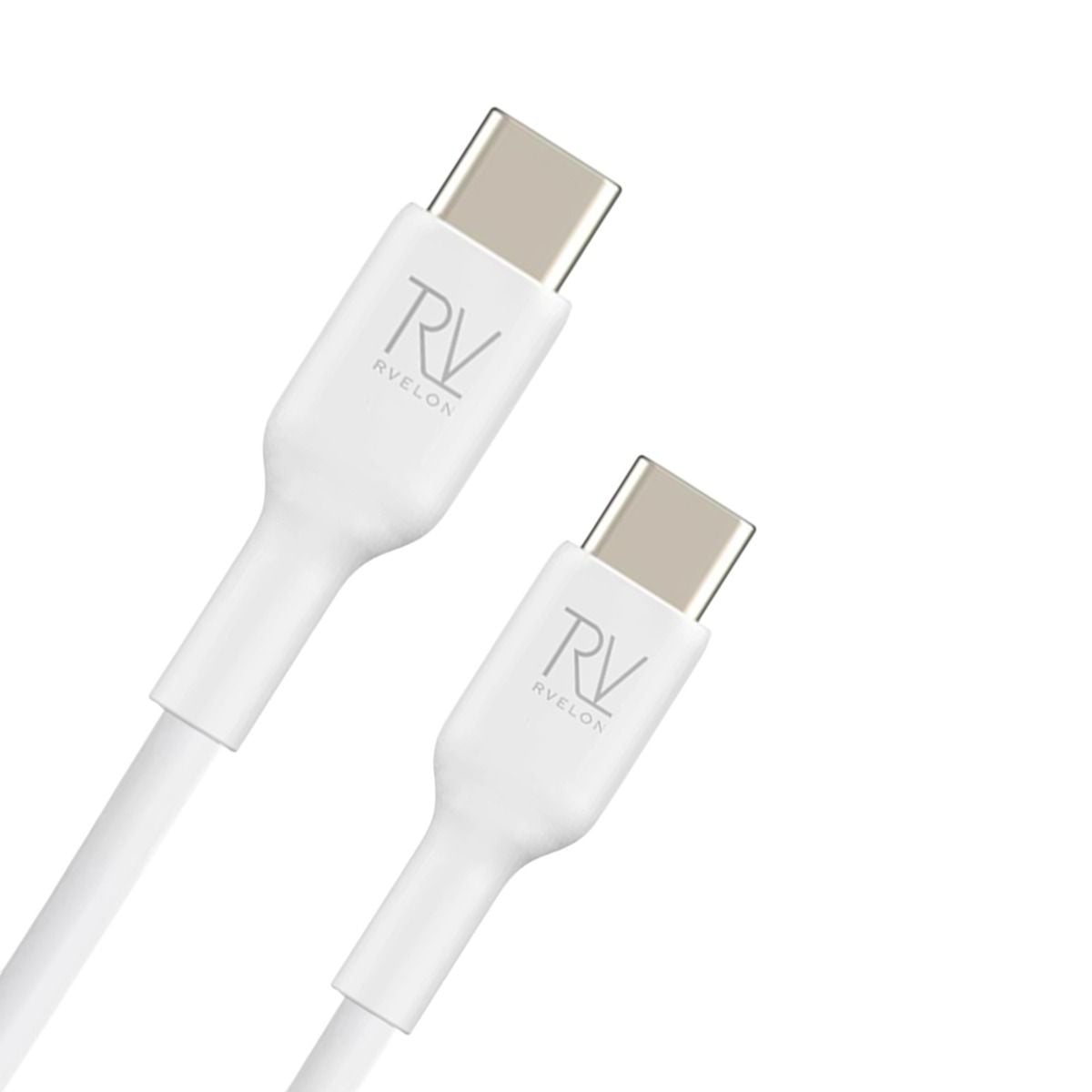 Rvelon USB-C Laddkabel 60W Snabbladdning 2m - Vit image 2