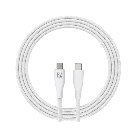 Rvelon USB-C Flätad Laddkabel 60W Snabbladdning 2m - Vit image 4