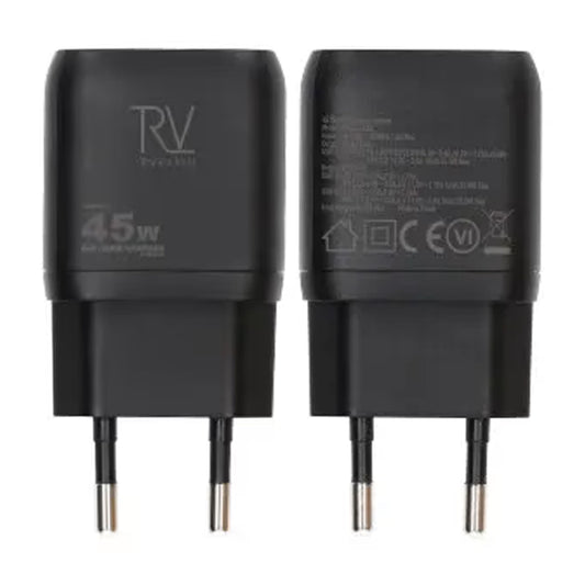 Rvelon USB C Väggladdare 45W GaN Dubbel Port- Svart image 1