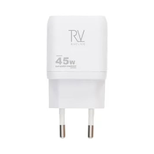 Rvelon USB C Väggladdare 45W GaN Dubbel Port- Vit image 2