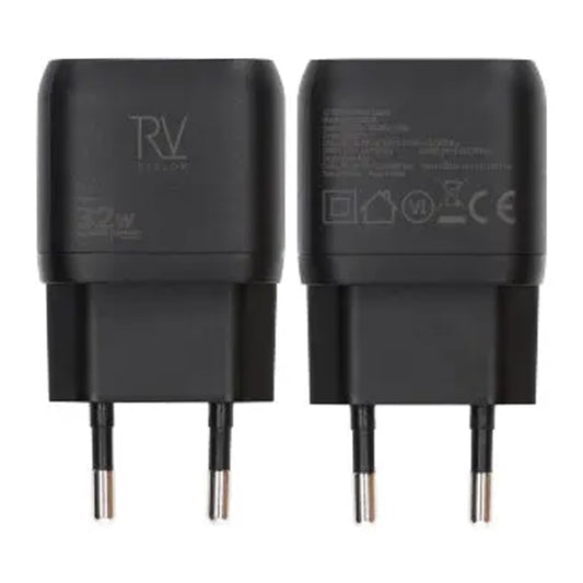 Rvelon Väggladdare USB-C + 2x USB-A 32W GaN - Svart image 1