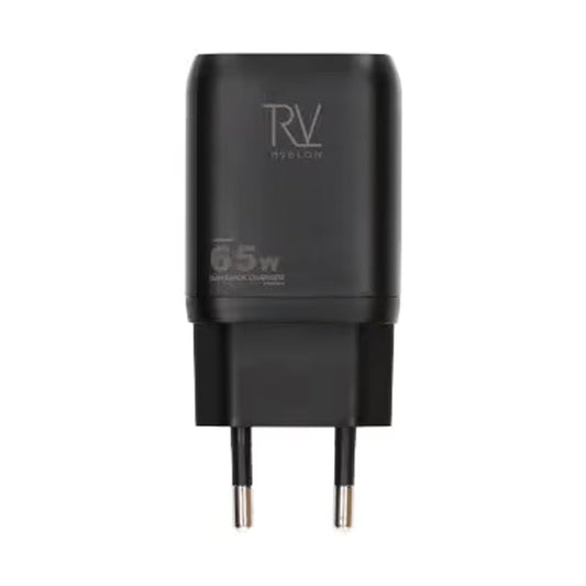Rvelon Väggladdare 2x USB-C + USB-A 65W GaN - Svart image 2