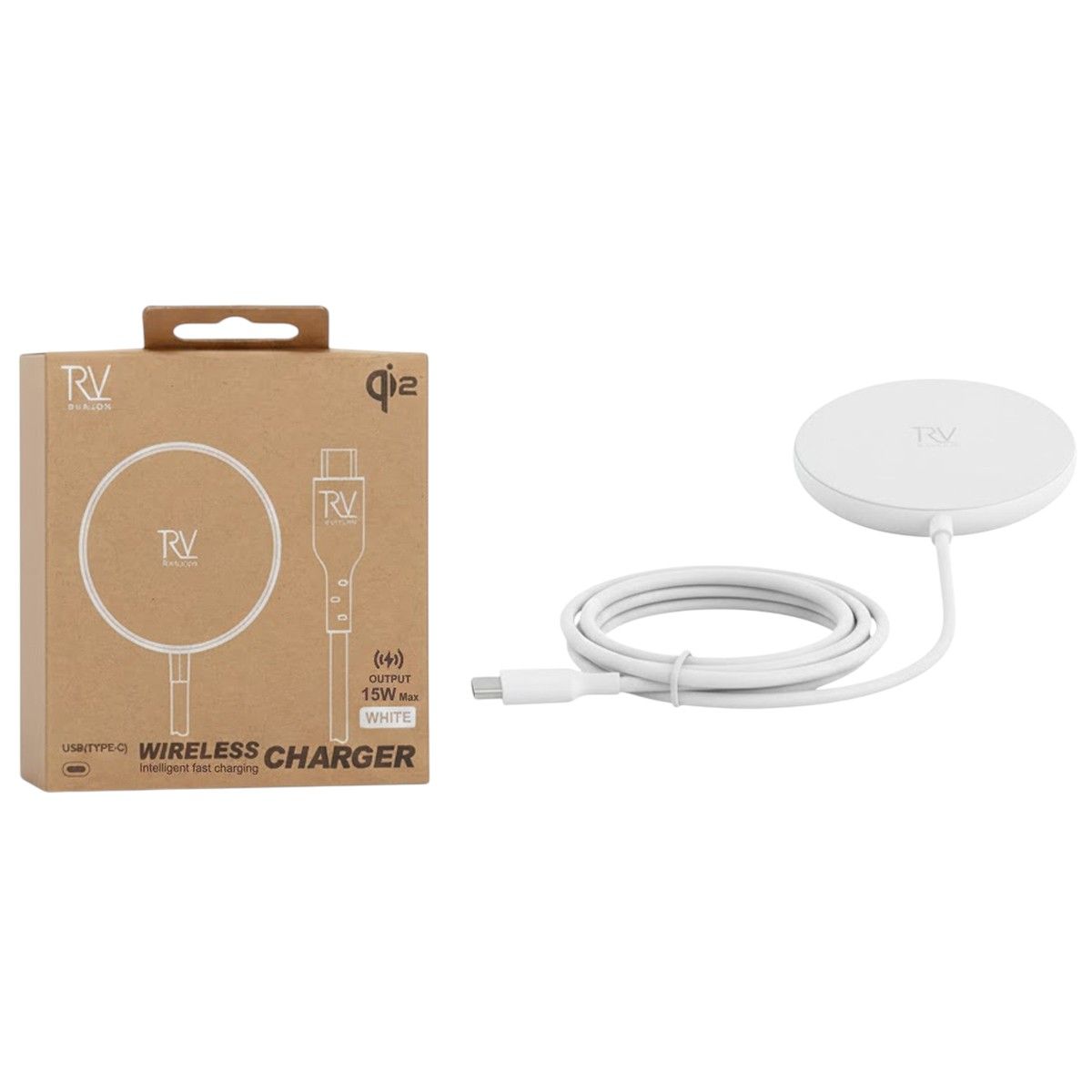 Rvelon Trådlös MagSafe Laddare med Stativ Qi2 15W USB-C - Vit image 5