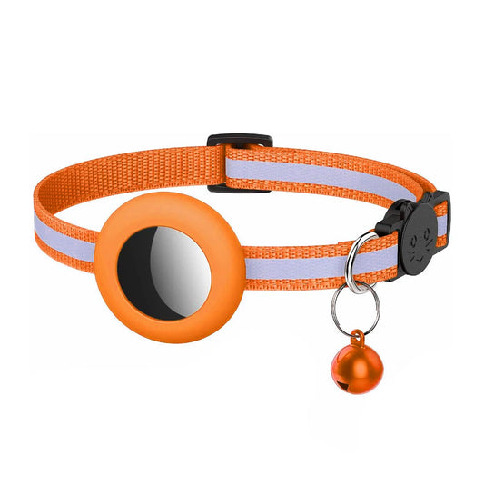 AirTag Katthalsband justerbart med Reflex och Bjällra - Orange image 1