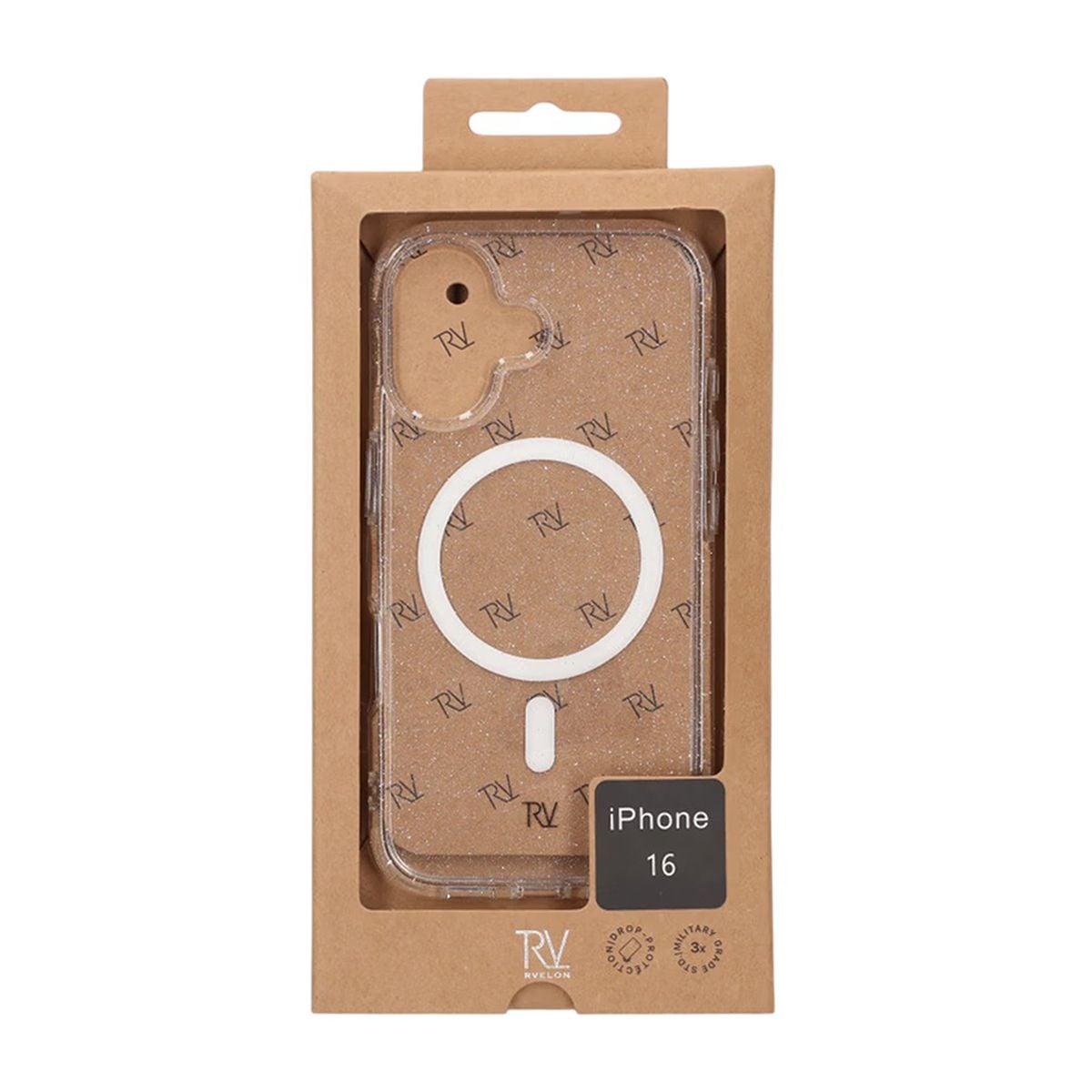 iPhone 16 Rvelon Mobilskal TPU med MagSafe - Glitter Vit image 5