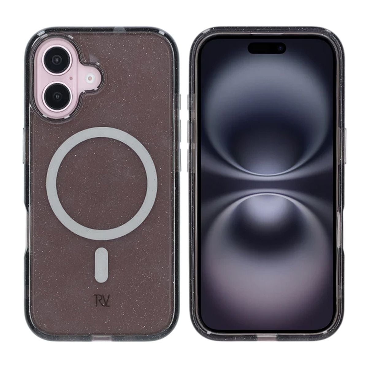 iPhone 16 Rvelon Mobilskal TPU med MagSafe - Glitter Svart image 1
