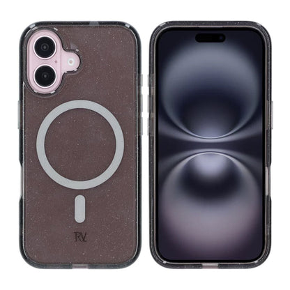 iPhone 16 Rvelon Mobilskal TPU med MagSafe - Glitter Svart image 1