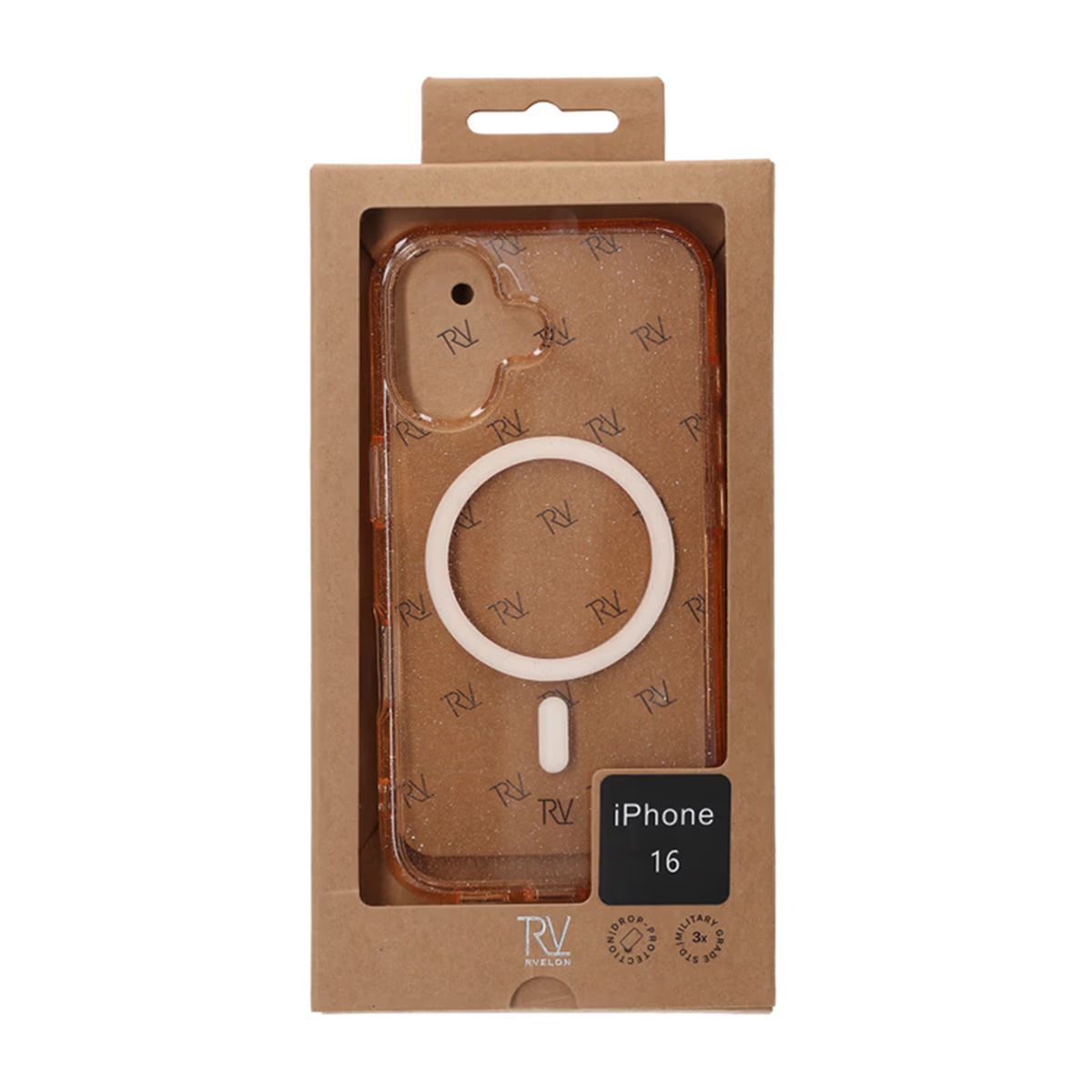 iPhone 16 Rvelon Mobilskal TPU med MagSafe - Glitter Guld image 6