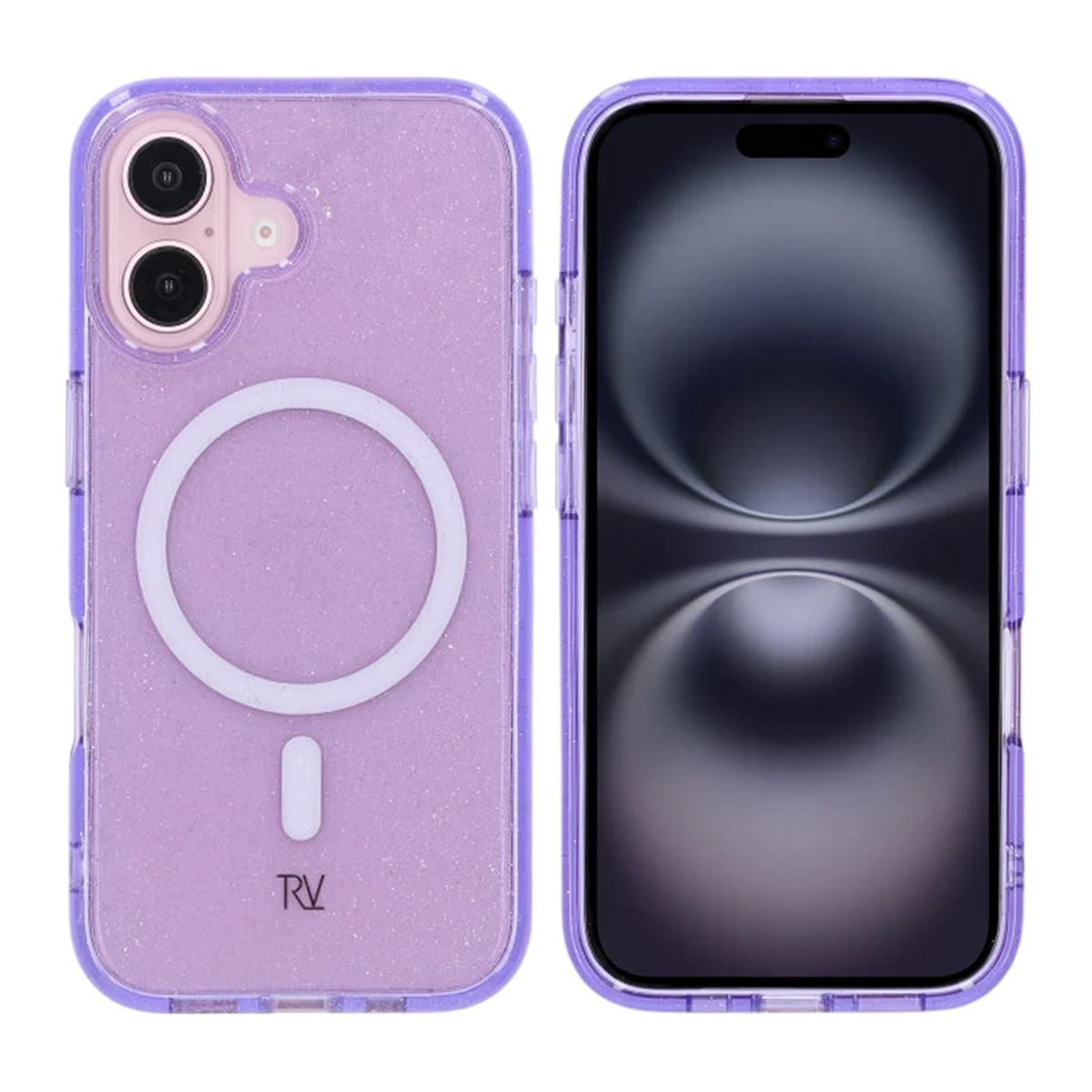 iPhone 16 Rvelon Mobilskal TPU med MagSafe - Glitter Lila image 1