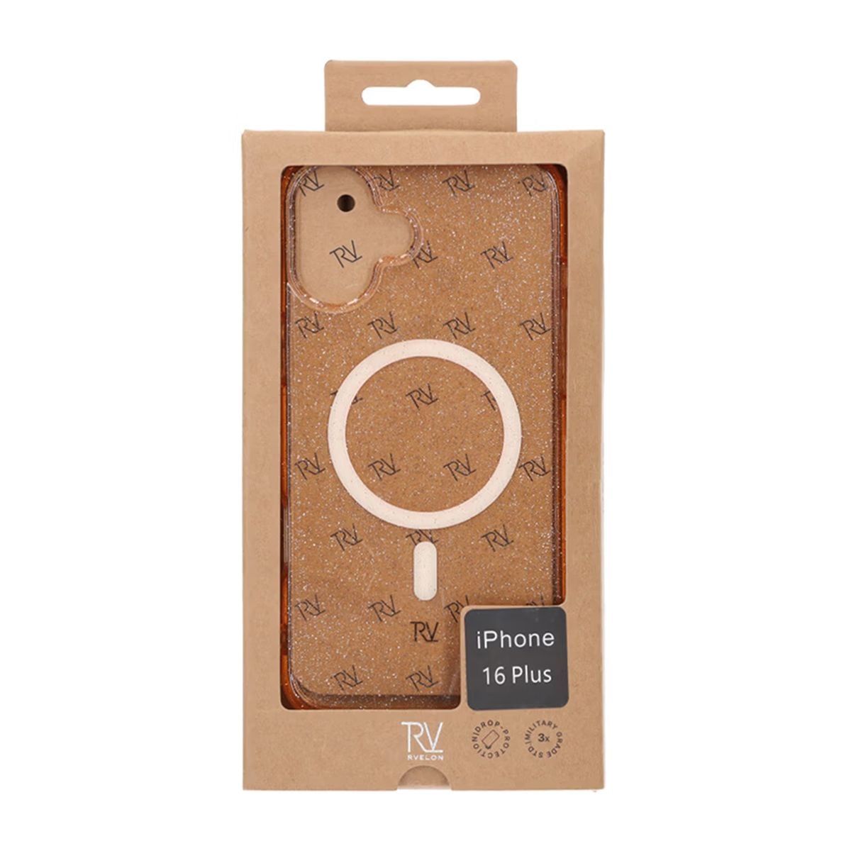 iPhone 16 Plus Rvelon Mobilskal TPU med MagSafe - Glitter Guld image 6