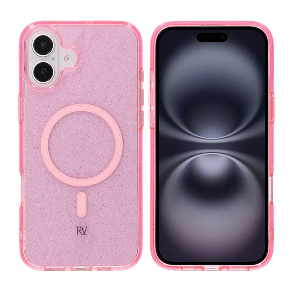 iPhone 16 Plus Rvelon Mobilskal TPU med MagSafe - Glitter Rosa image 1