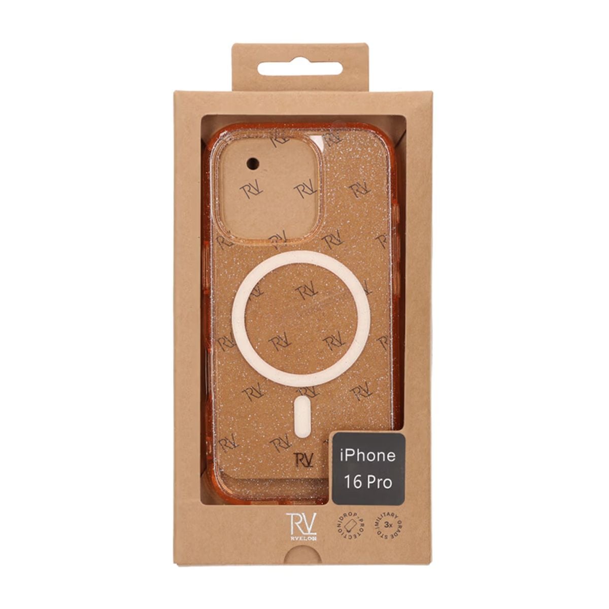 iPhone 16 Pro Rvelon Mobilskal TPU med MagSafe - Glitter Guld image 5