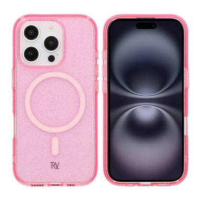 iPhone 16 Pro Rvelon Mobilskal TPU med MagSafe - Glitter Rosa image 1