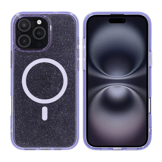 iPhone 16 Pro Max Rvelon Mobilskal TPU med MagSafe - Glitter Lila image 1