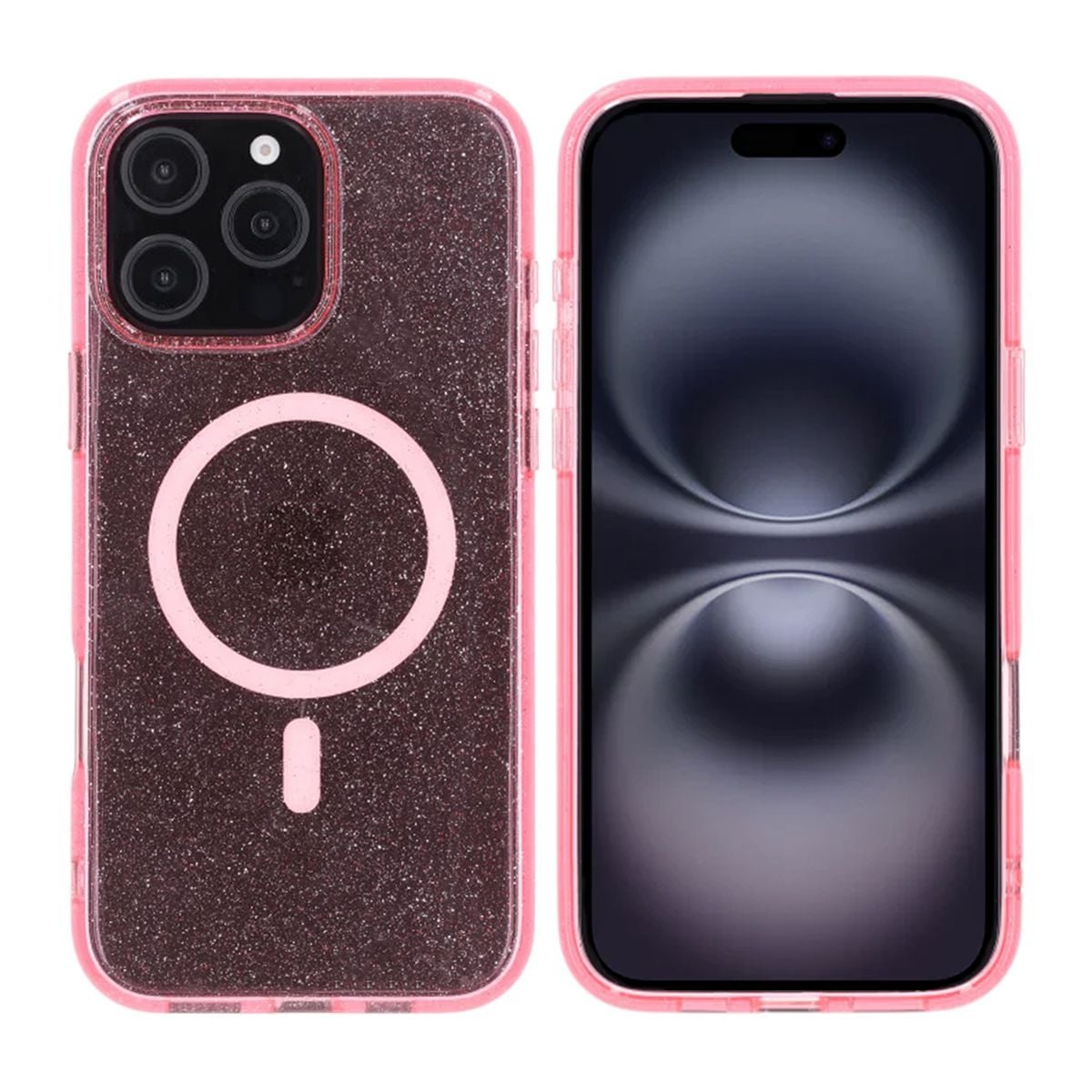 iPhone 16 Pro Max Rvelon Mobilskal TPU med MagSafe - Glitter Rosa image 1