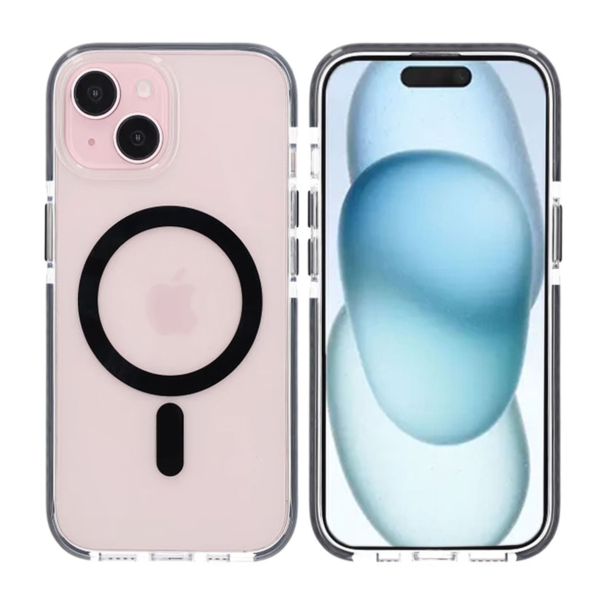 iPhone 15 Mobilskal Magnet Dubbelskydd - Svart image 1