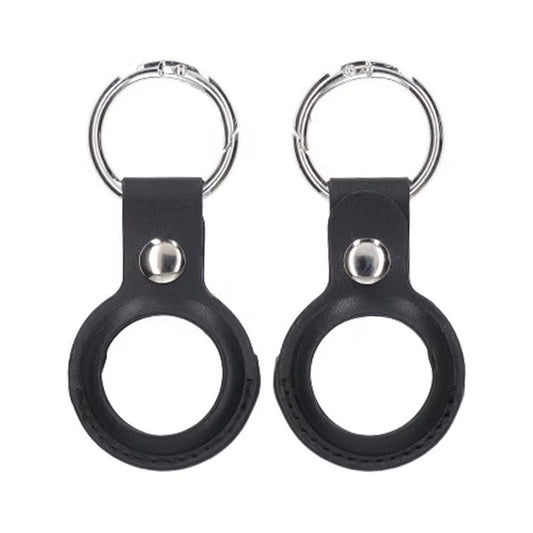 Airtag Fodral PU-Läder Nyckelring - Svart image 1