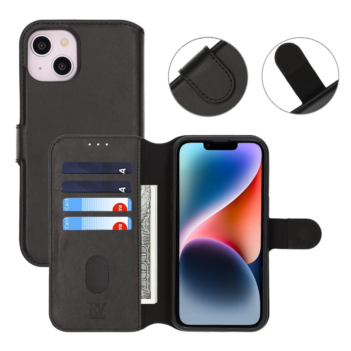 iPhone 13/14 Plånboksfodral Magent Rvelon - Svart image 6