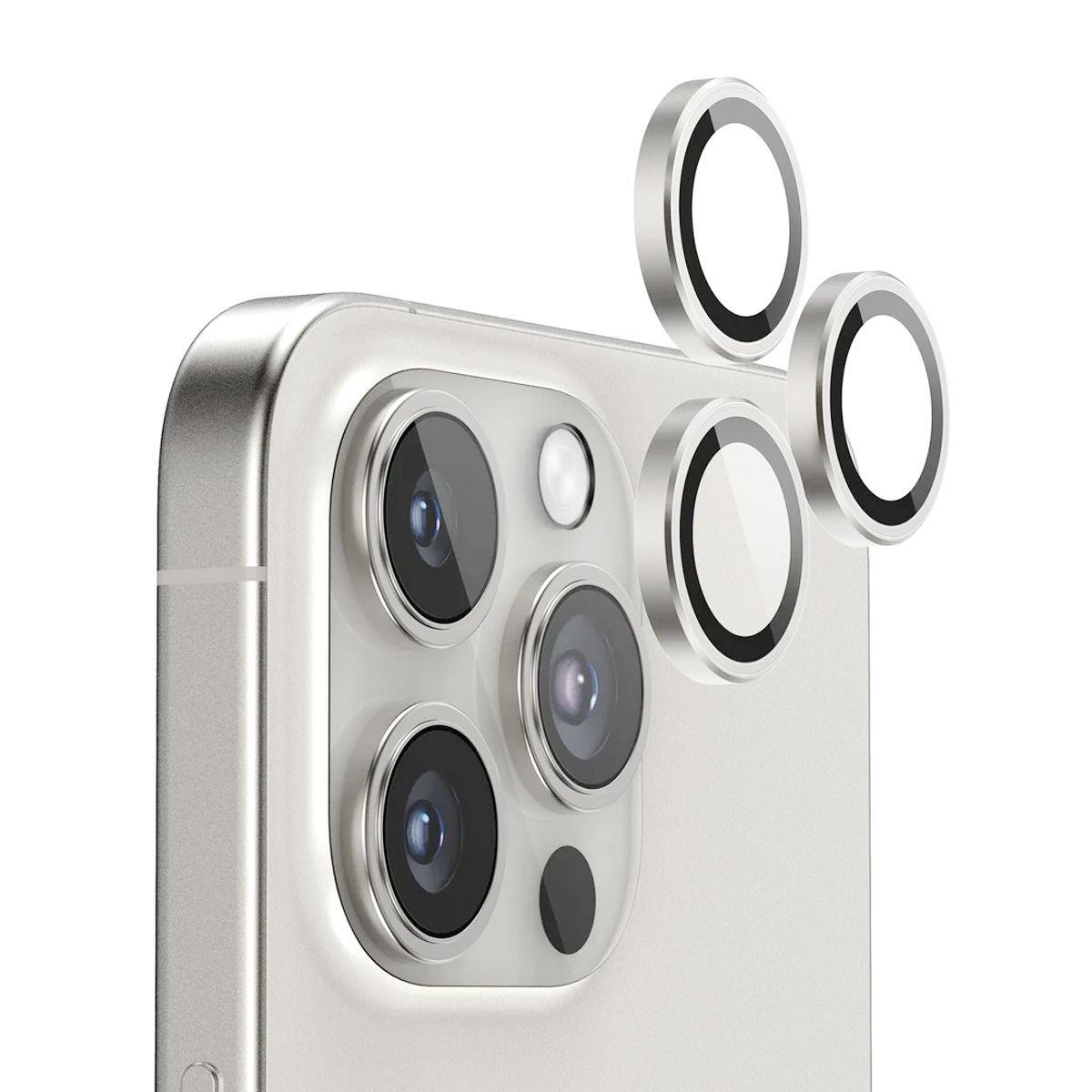 iPhone 16 Pro och 16 Pro Max Kameralins med metallram - Vit image 1