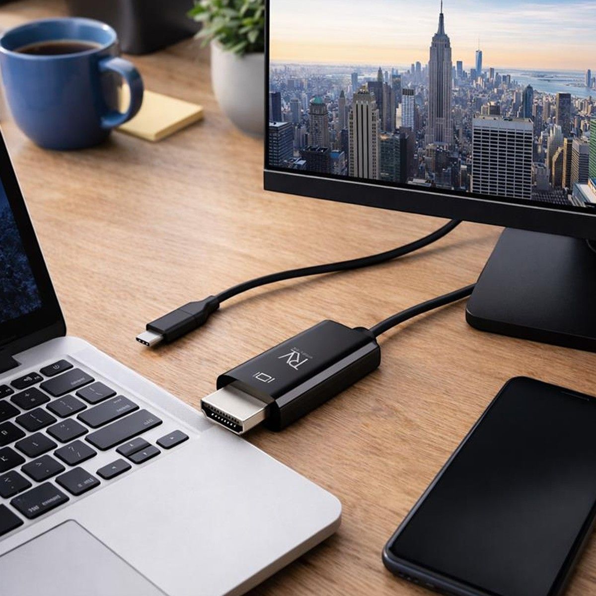 Rvelon USB-C till HDMI 1.4-kabel 4K - 2 meter med chipset image 6