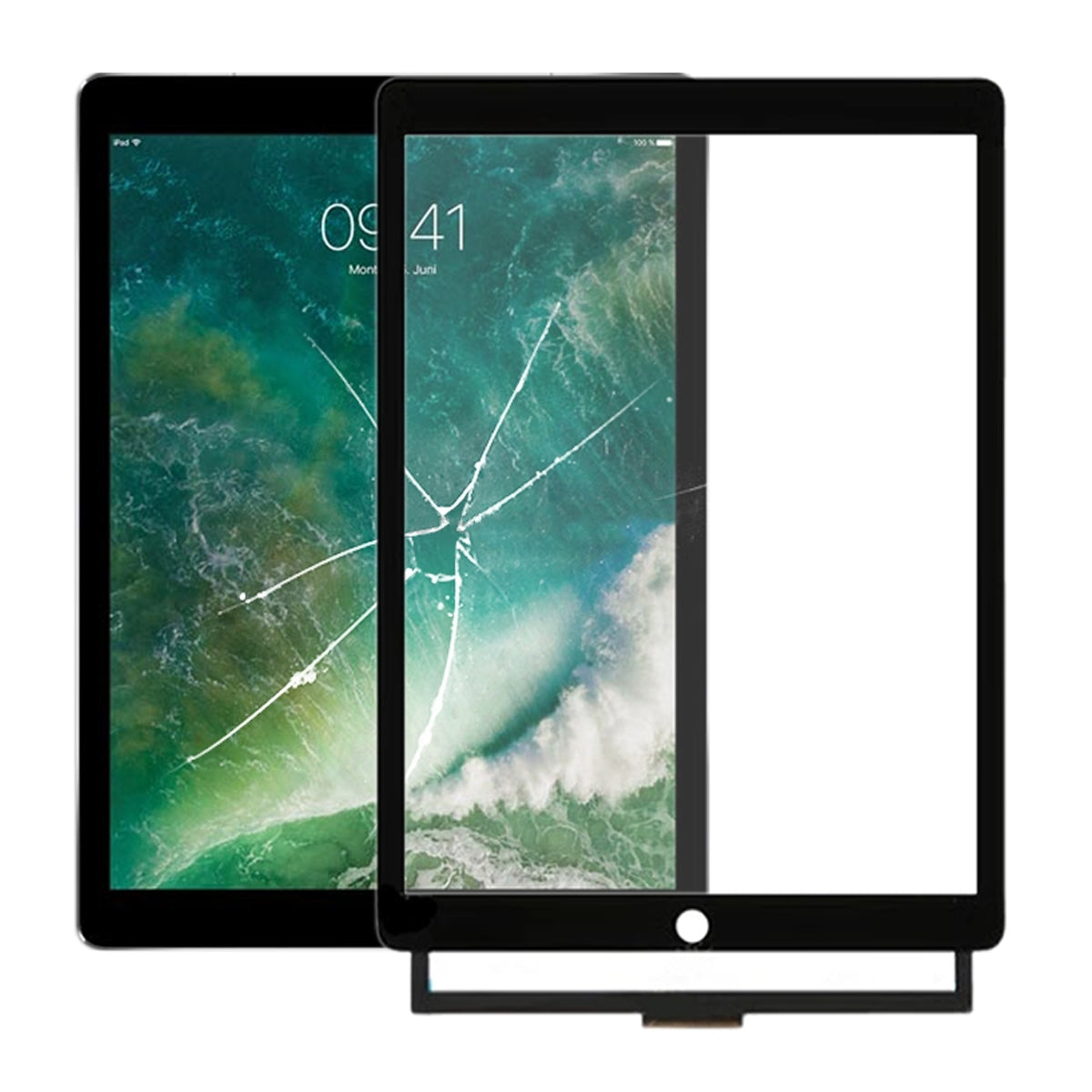 iPad Pro 12,9" 2017 A1670 Glasskärm med Digitizer och OCA - Svart image 1