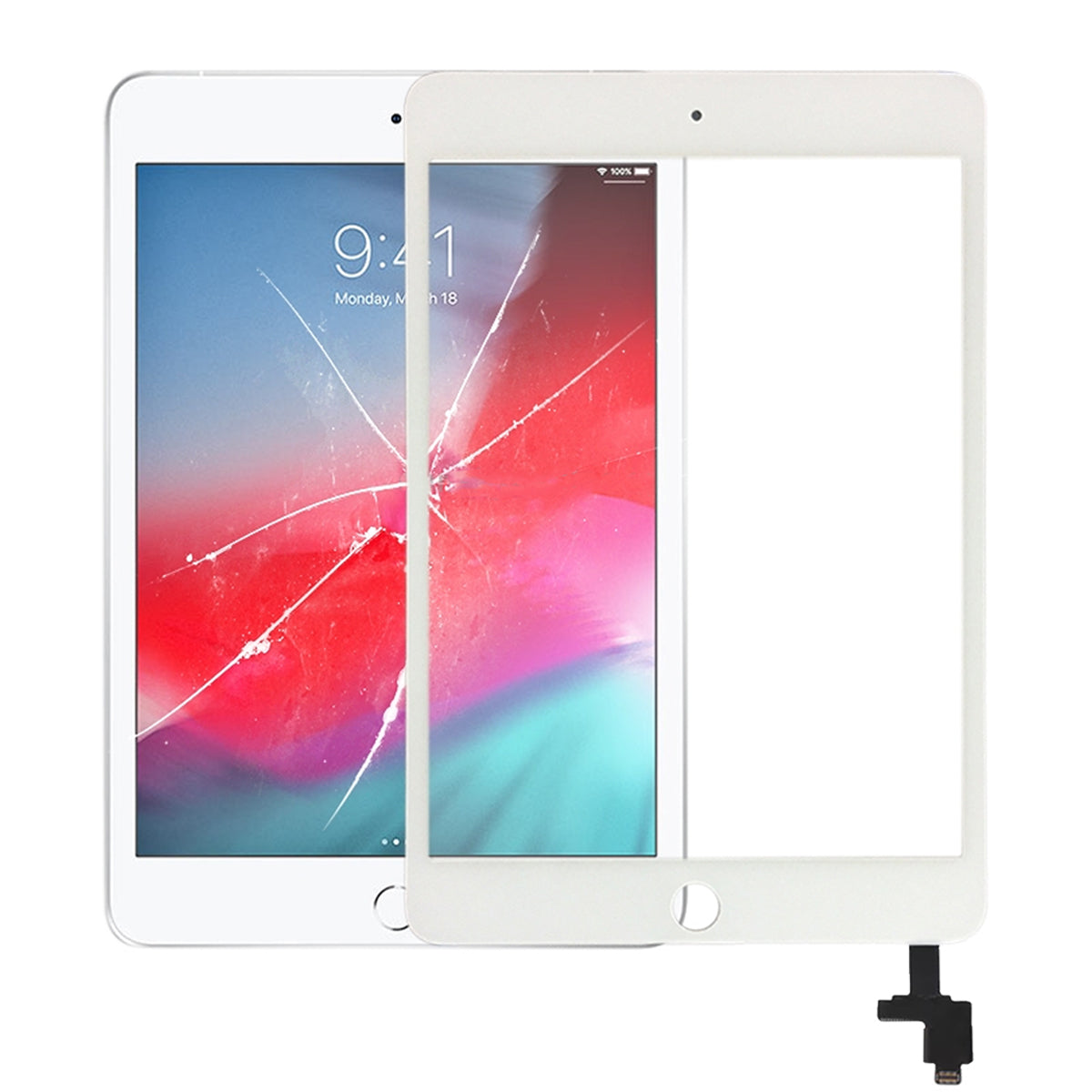 iPad mini 3 A1599 Glasskärm med Digitizer och OCA - Vit image 1