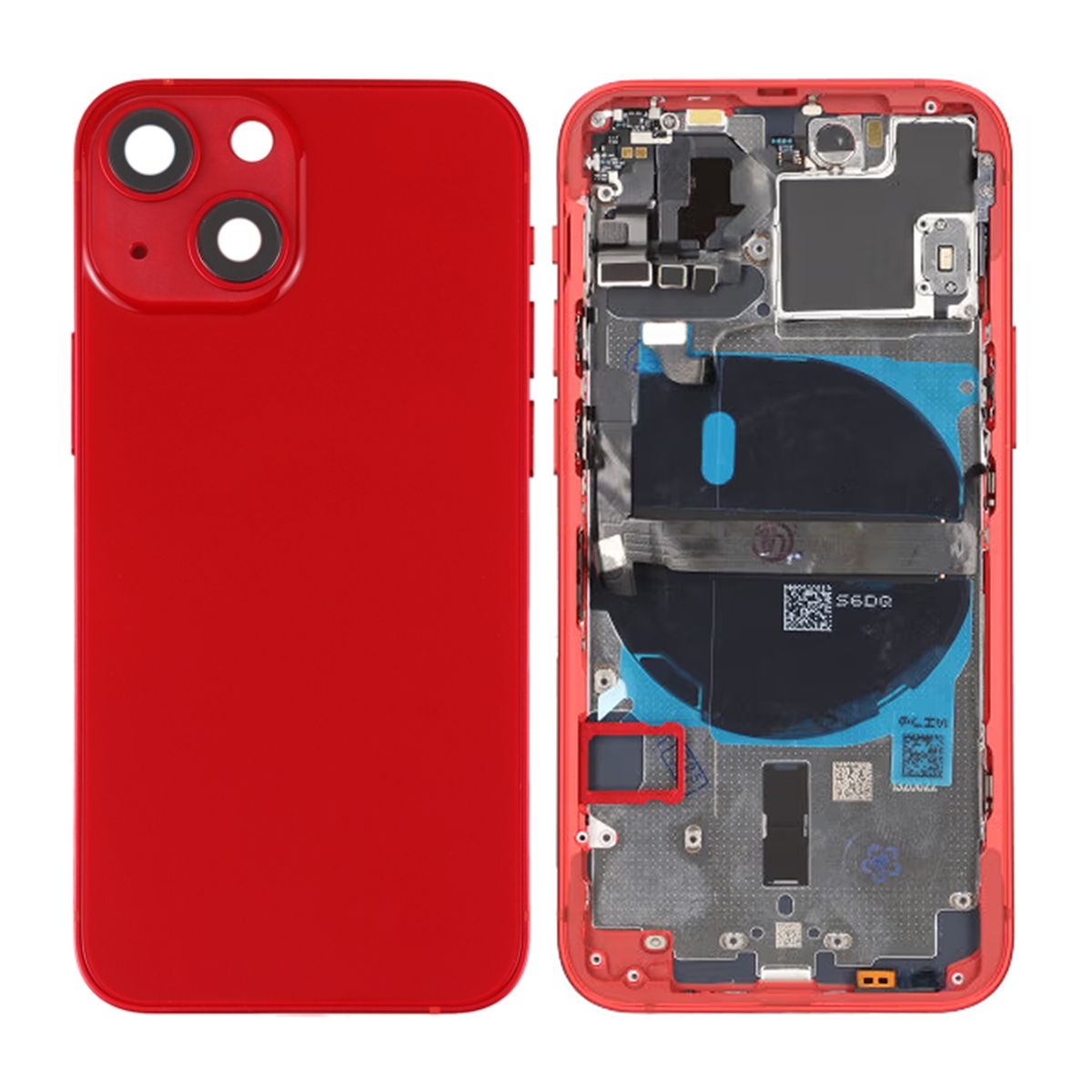 iPhone 13 Mini Baksida Komplett Med Smådelar - Röd image 1