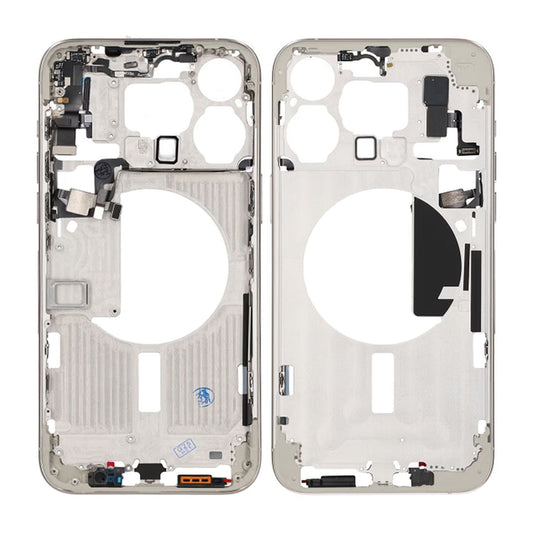 iPhone 15 Pro Max Mittenram med smådelar OEM - Titanvit image 1