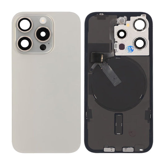 iPhone 15 Pro Baksida Glas Komplett OEM - Naturlig Titan image 1