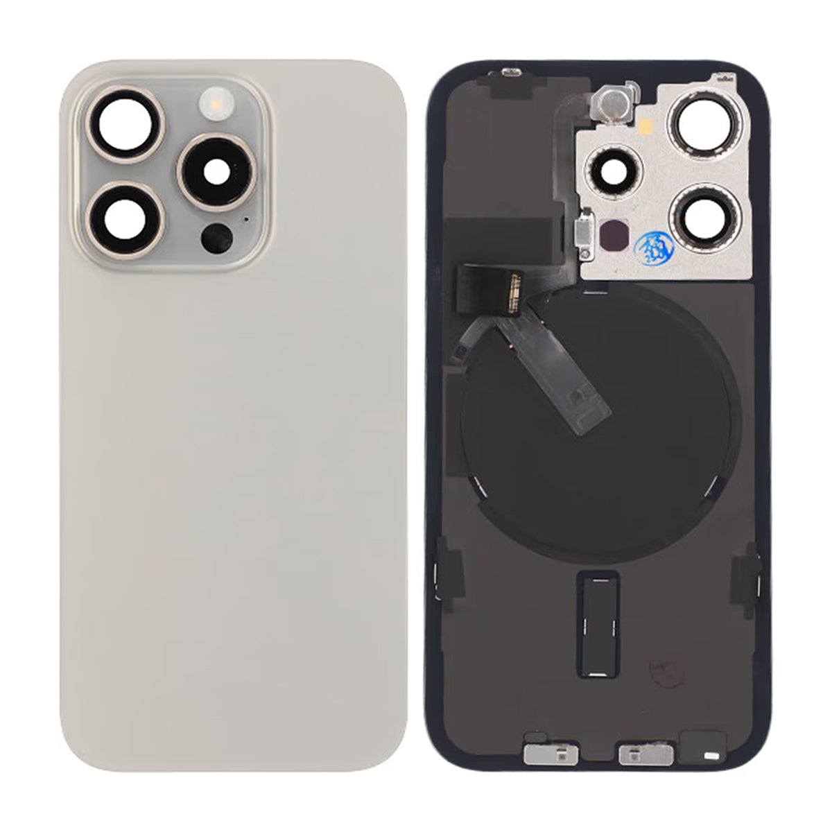 iPhone 15 Pro Baksida Glas Komplett OEM - Naturlig Titan image 1