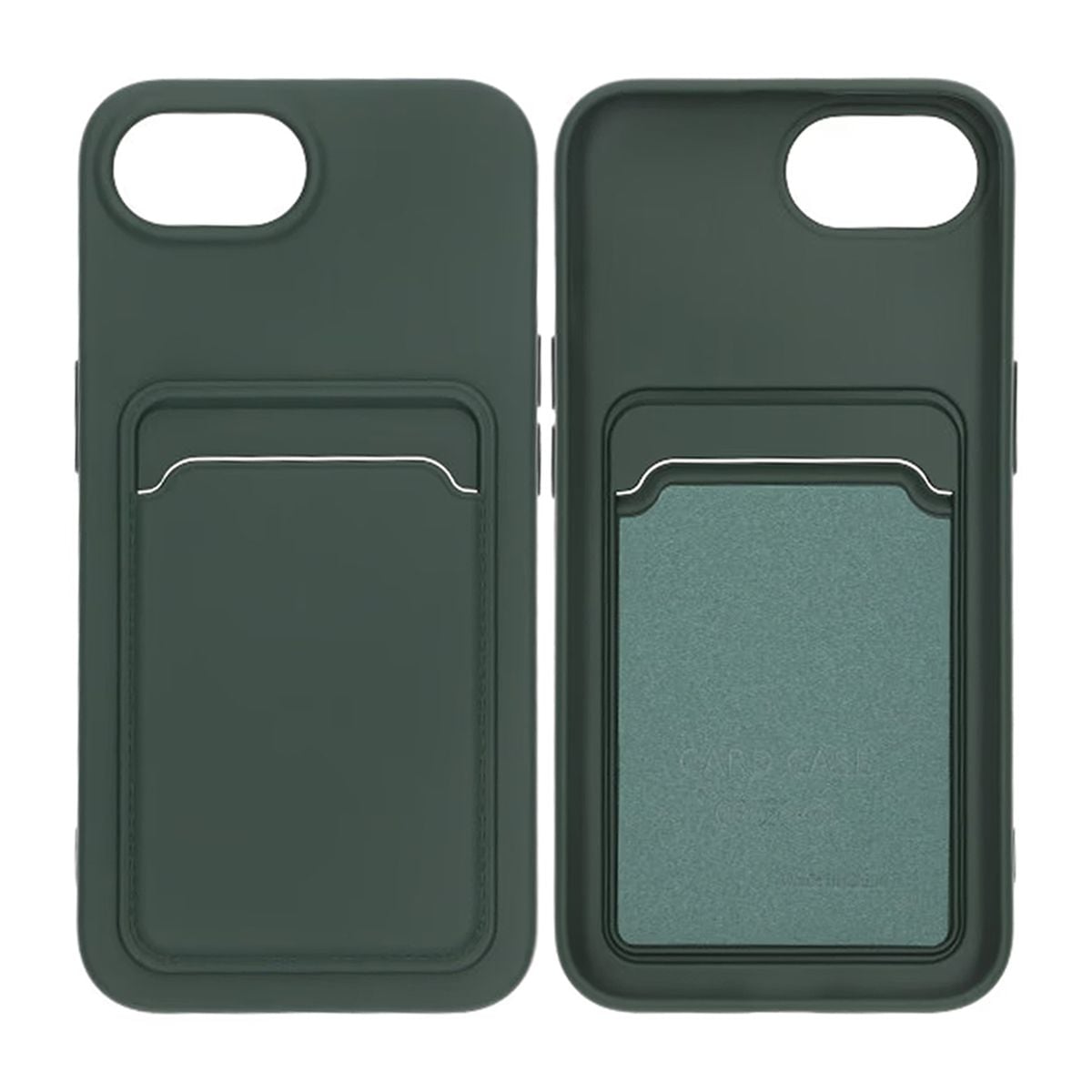 iPhone 16e Mobilskal Silikon med Korthållare - Grön image 1