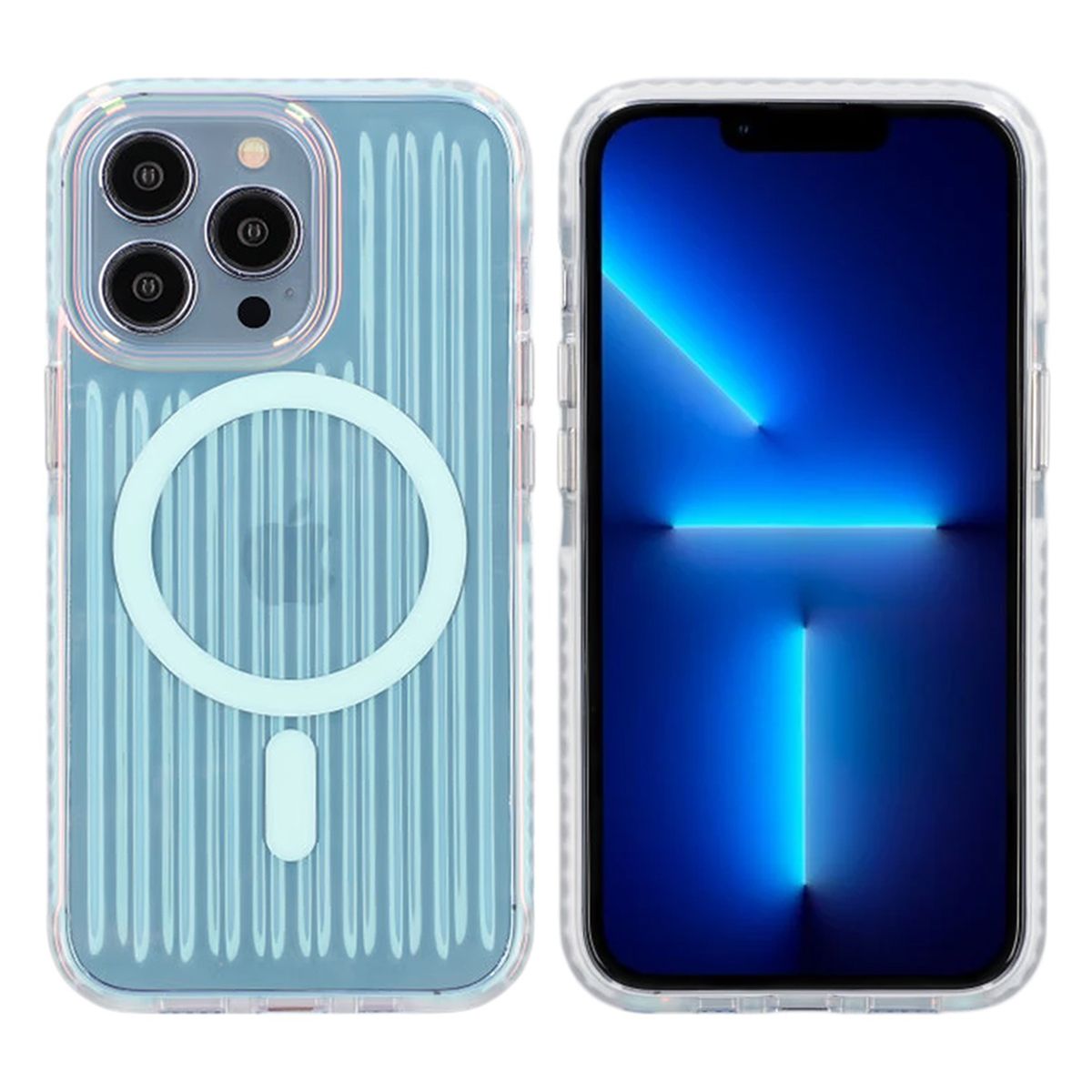 iPhone 13 Pro Stöttåligt Mobilskal Magsafe Reflektionsfärg - Blå image 1