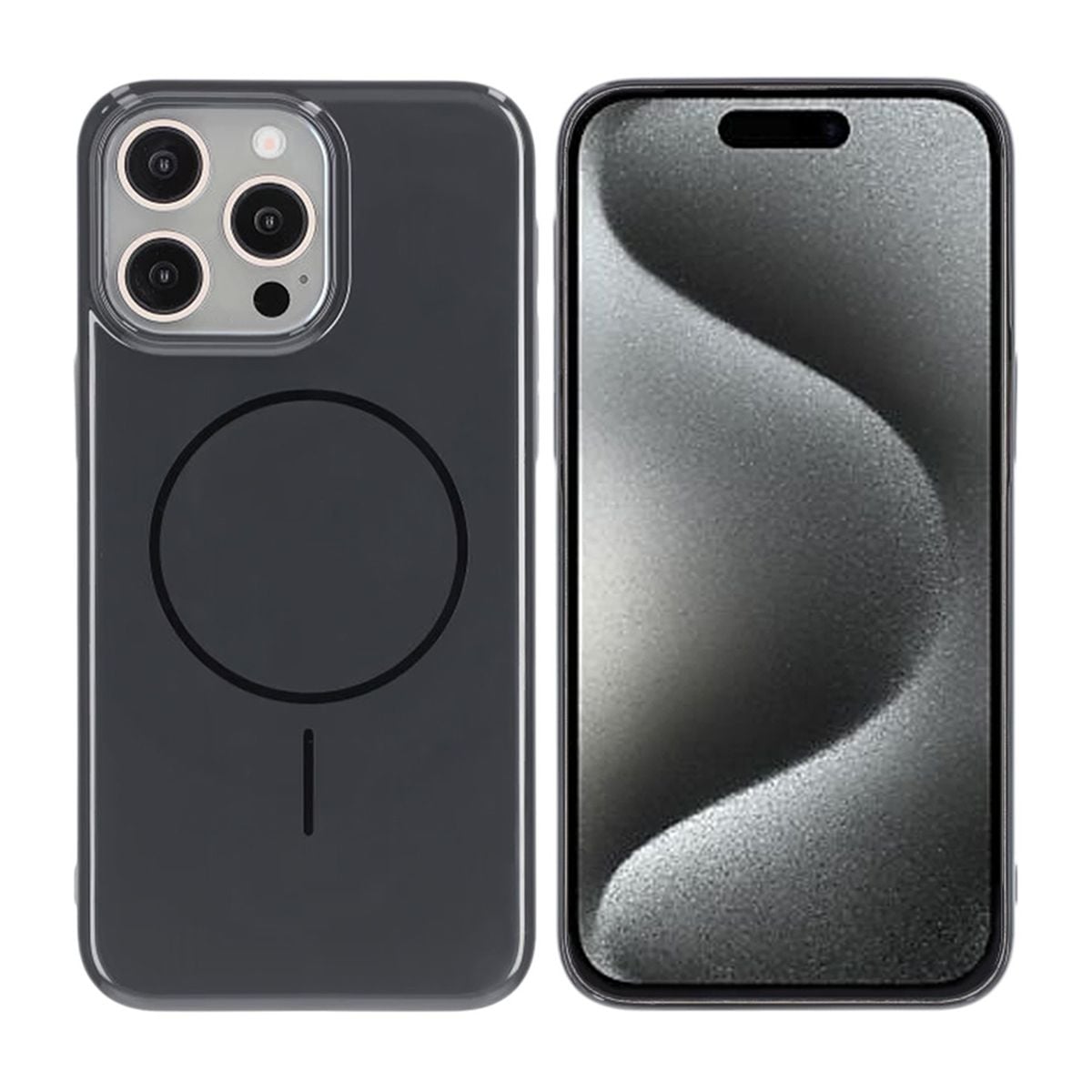 iPhone 15 Pro Max Skal MagSafe, Blankt Enfärgat - Svart image 1