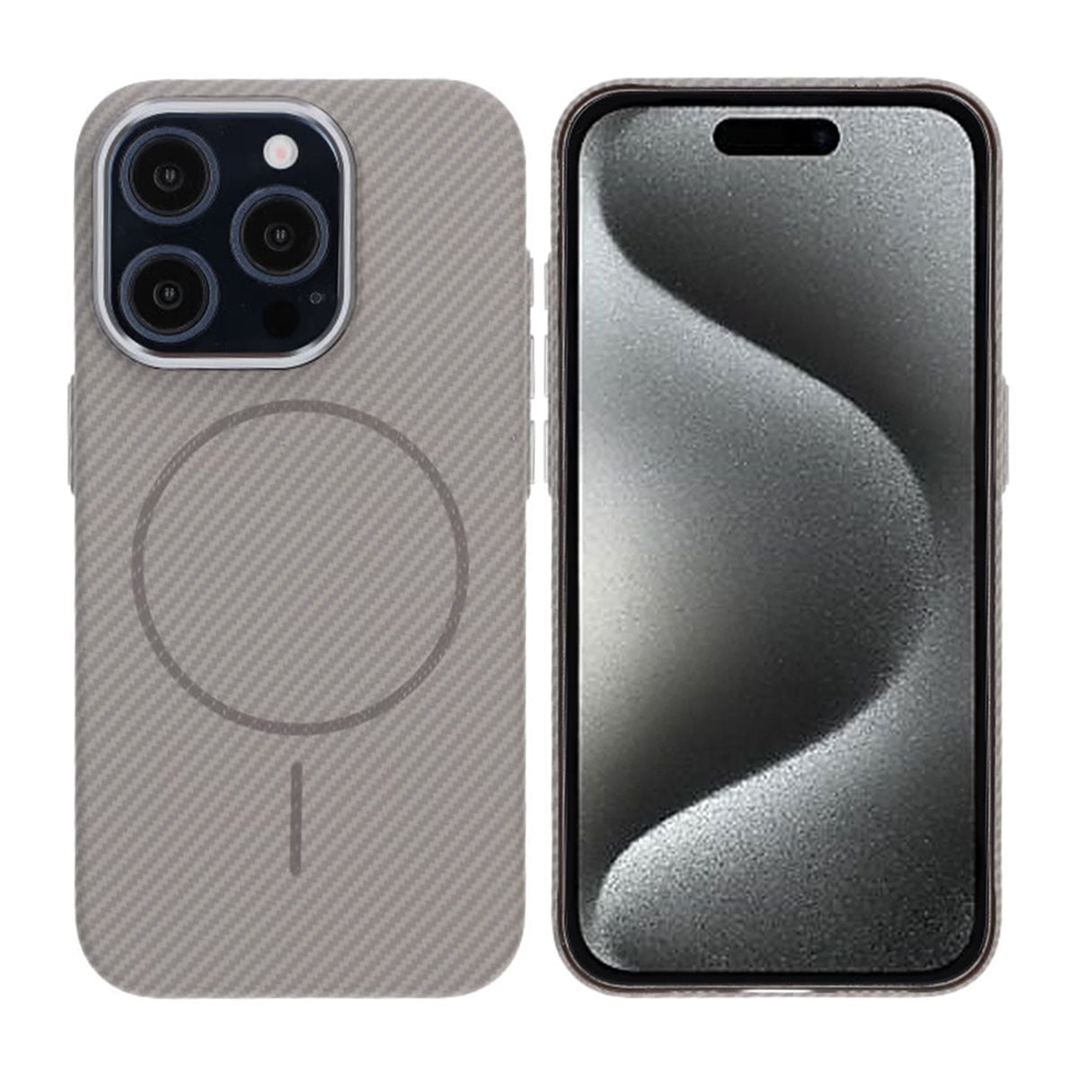 iPhone 15 Pro Mobilskal Carbonmönstrad - Grå image 1