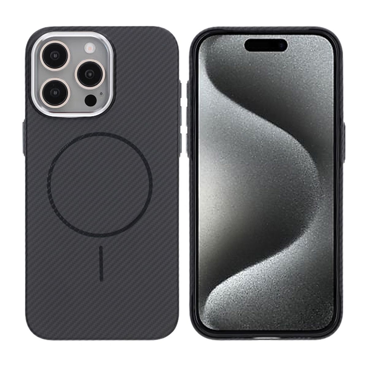 iPhone 15 Pro Max Mobilskal Carbonmönstrad - Svart image 1