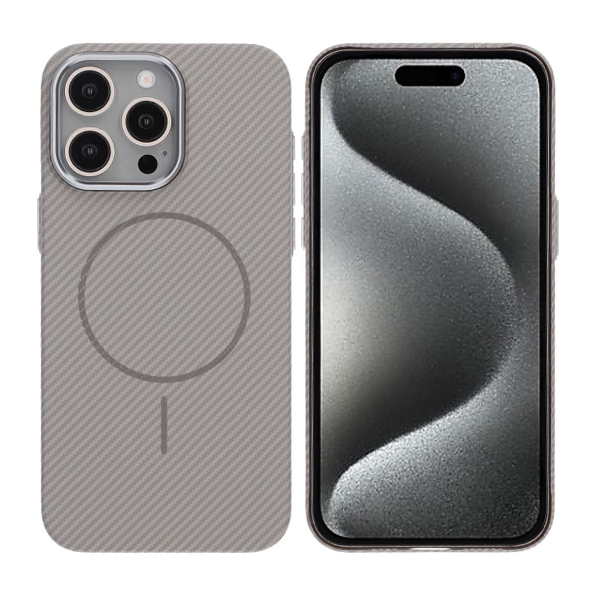 iPhone 15 Pro Max Mobilskal Carbonmönstrad - Grå image 1