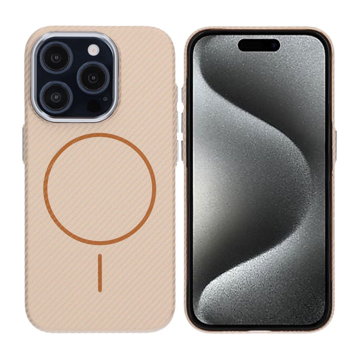 iPhone 15 Pro Max Mobilskal Carbonmönstrad - Guld image 1