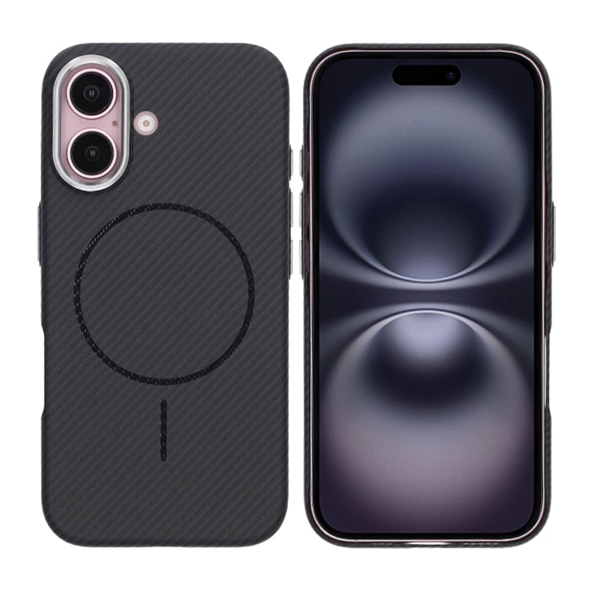 iPhone 16 Mobilskal Carbonmönstrad - Svart image 1