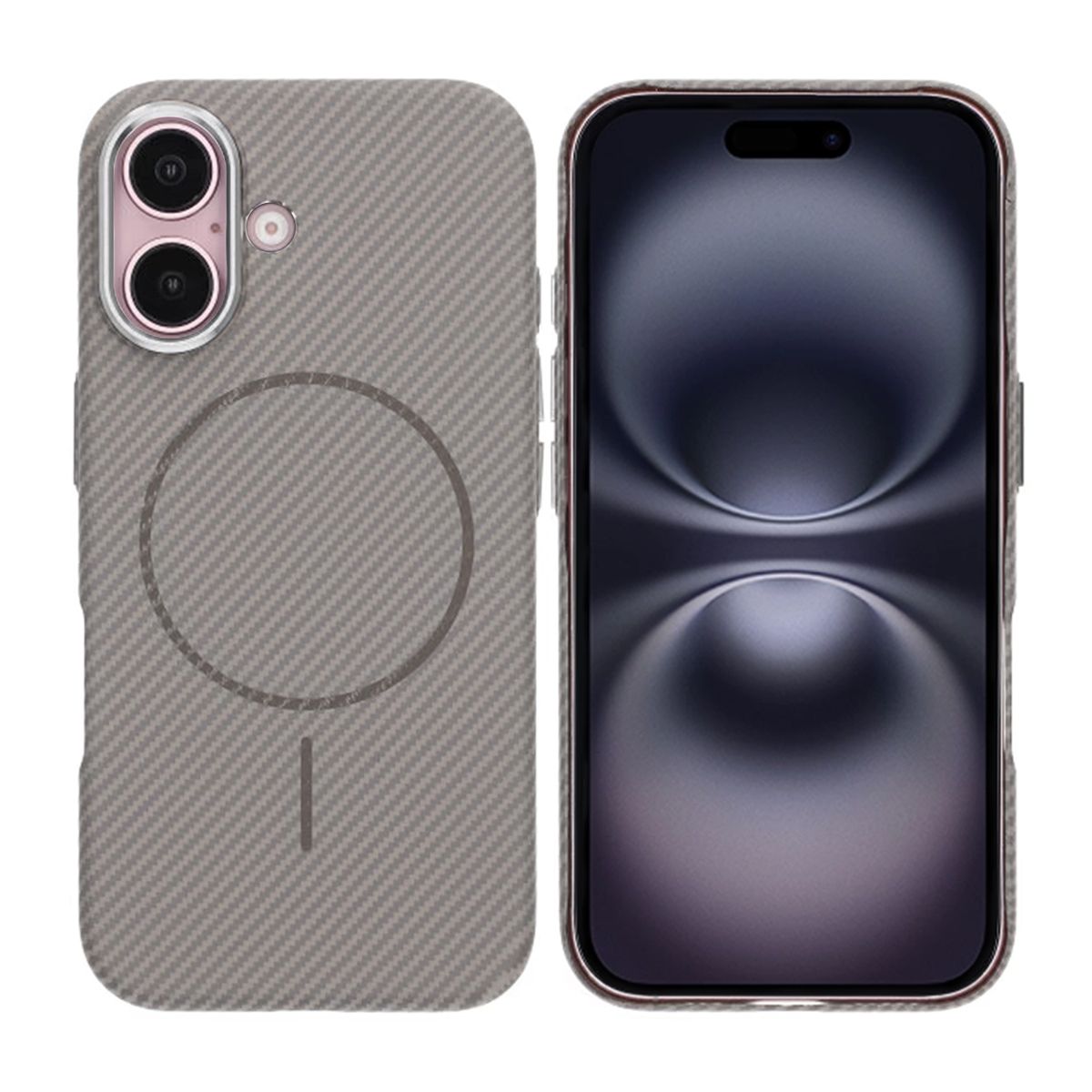 iPhone 16 Mobilskal Carbonmönstrad - Grå image 1