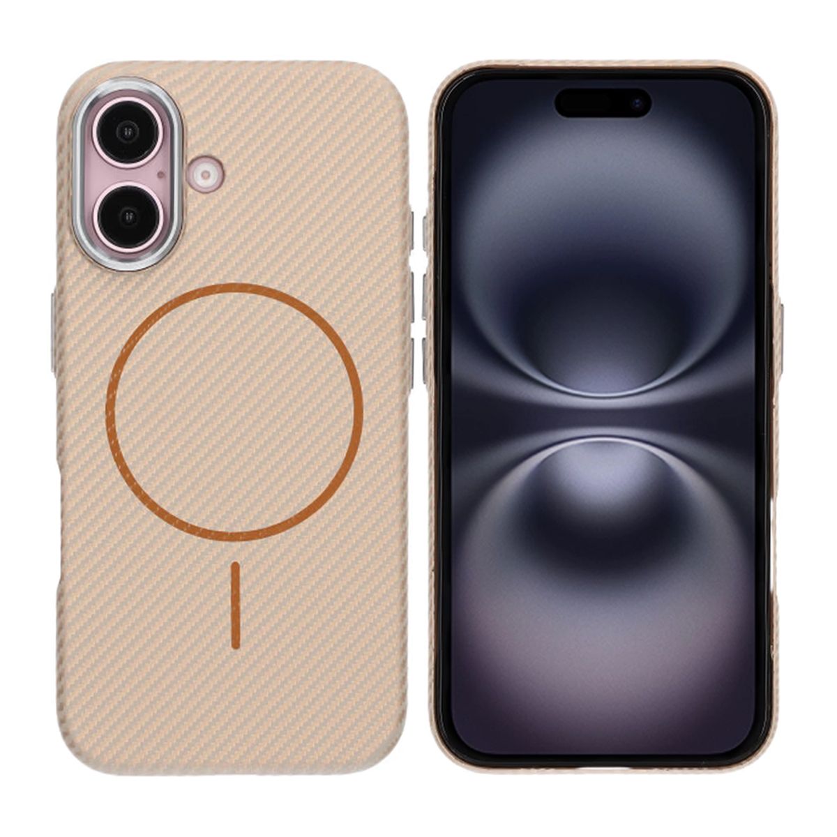 iPhone 16 Mobilskal Carbonmönstrad - Guld image 1