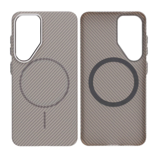 Samsung Galaxy S25 Mobilskal Carbonmönstrad - Grå image 1