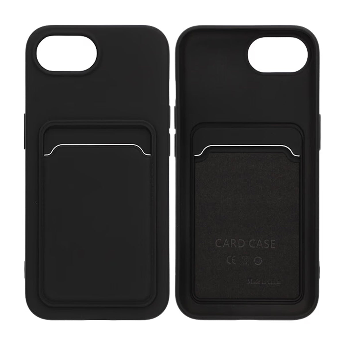 iPhone 16e Mobilskal Silikon med Korthållare - Svart image 1