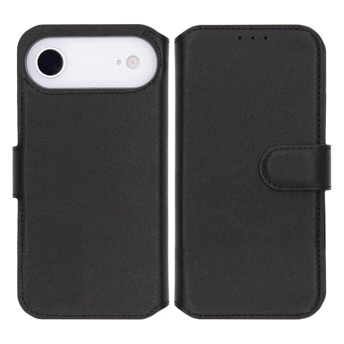 Rvelon Plånboksfodral Äkta Läder för iPhone Air - Svart image 1