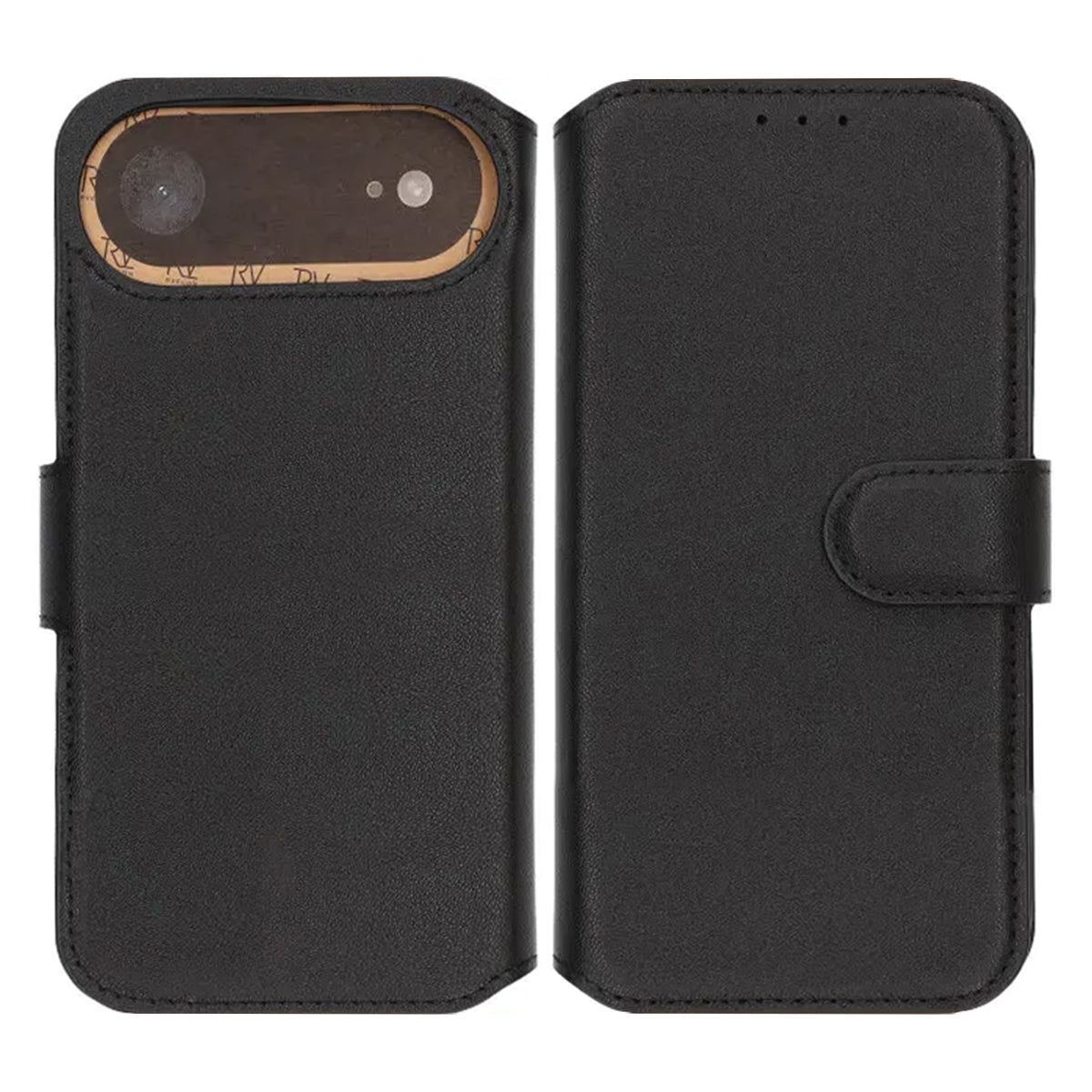 Rvelon Plånboksfodral Äkta Läder för iPhone Air - Svart image 1